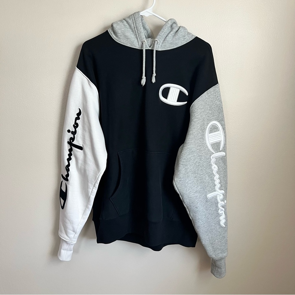 Champion Tri-Colored Heavy Script Hoodie